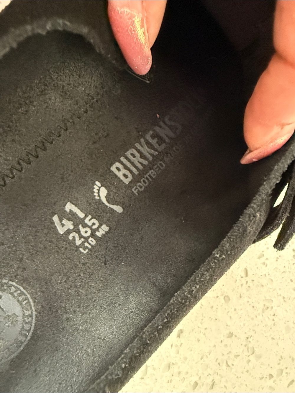 Birkenstock Black Suede Slip-On Loafers with Silver Buckle - Picture 8 of 10